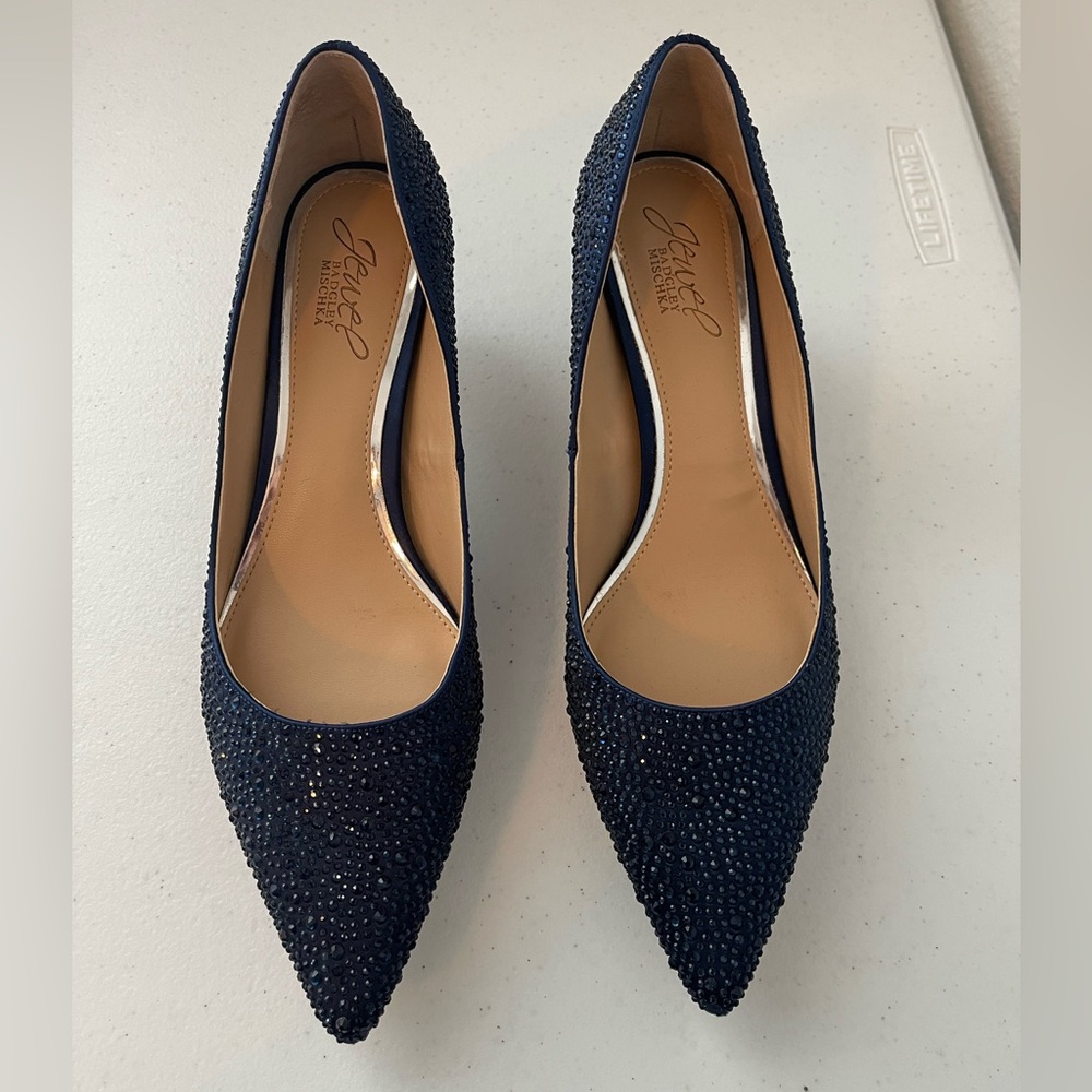 Badgley Mischka Jewel Dark Blue Embellished Heels